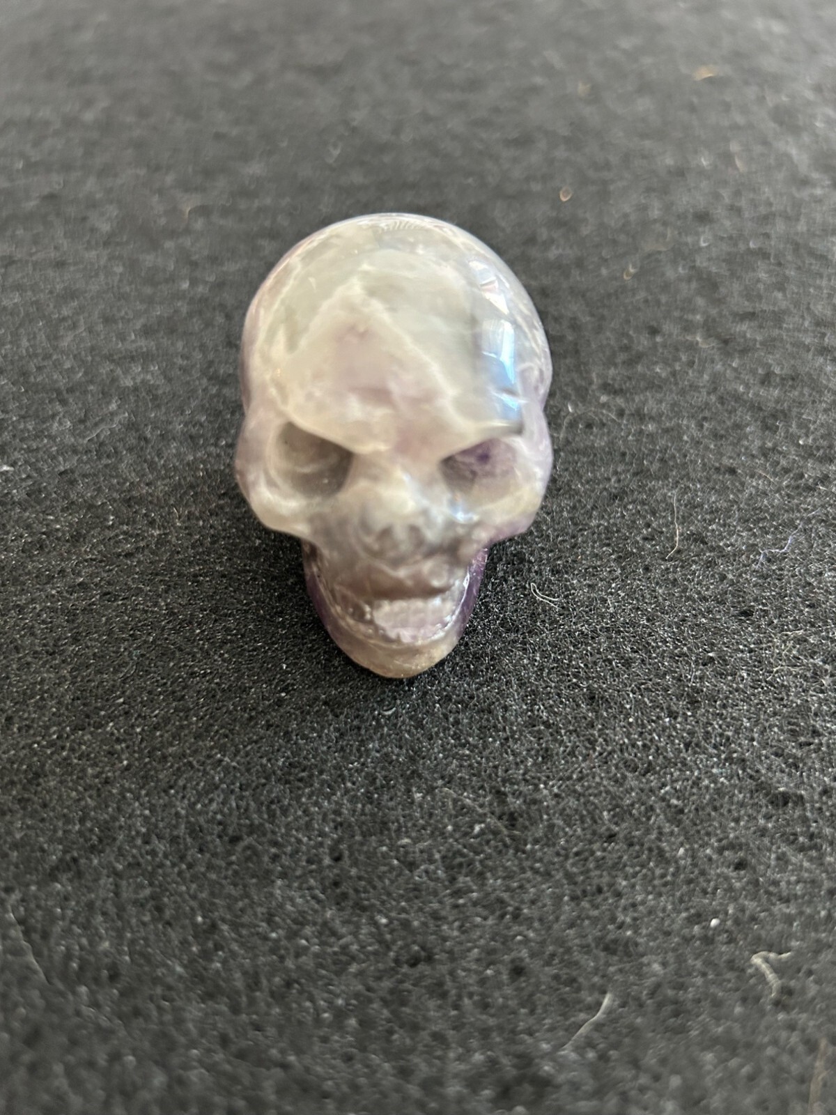 Amethyst Crystal Carved Skull Figurine Small Purple Collectible Solid Piece