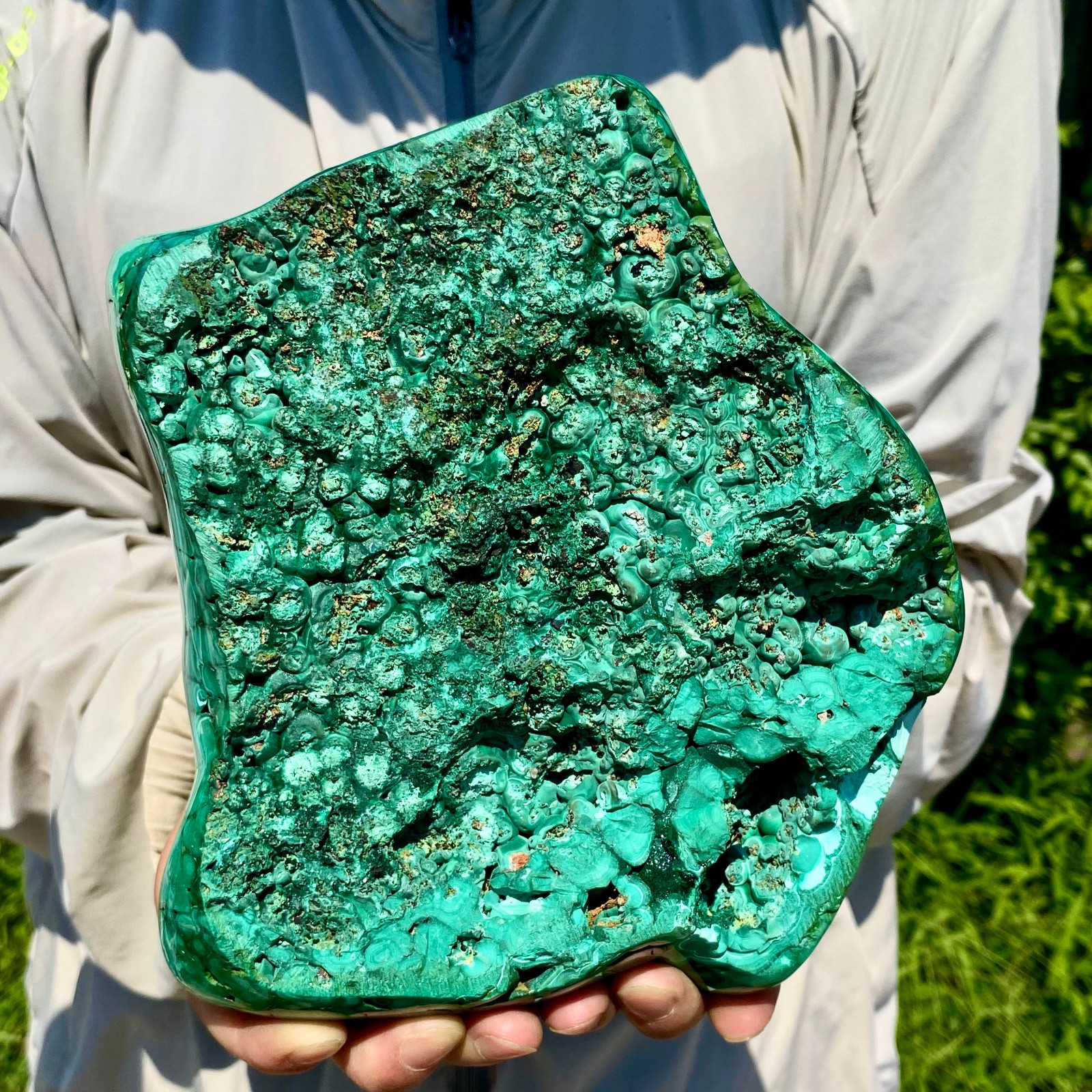 7.49LB Natural glossy Malachite transparent cluster rough mineral sample