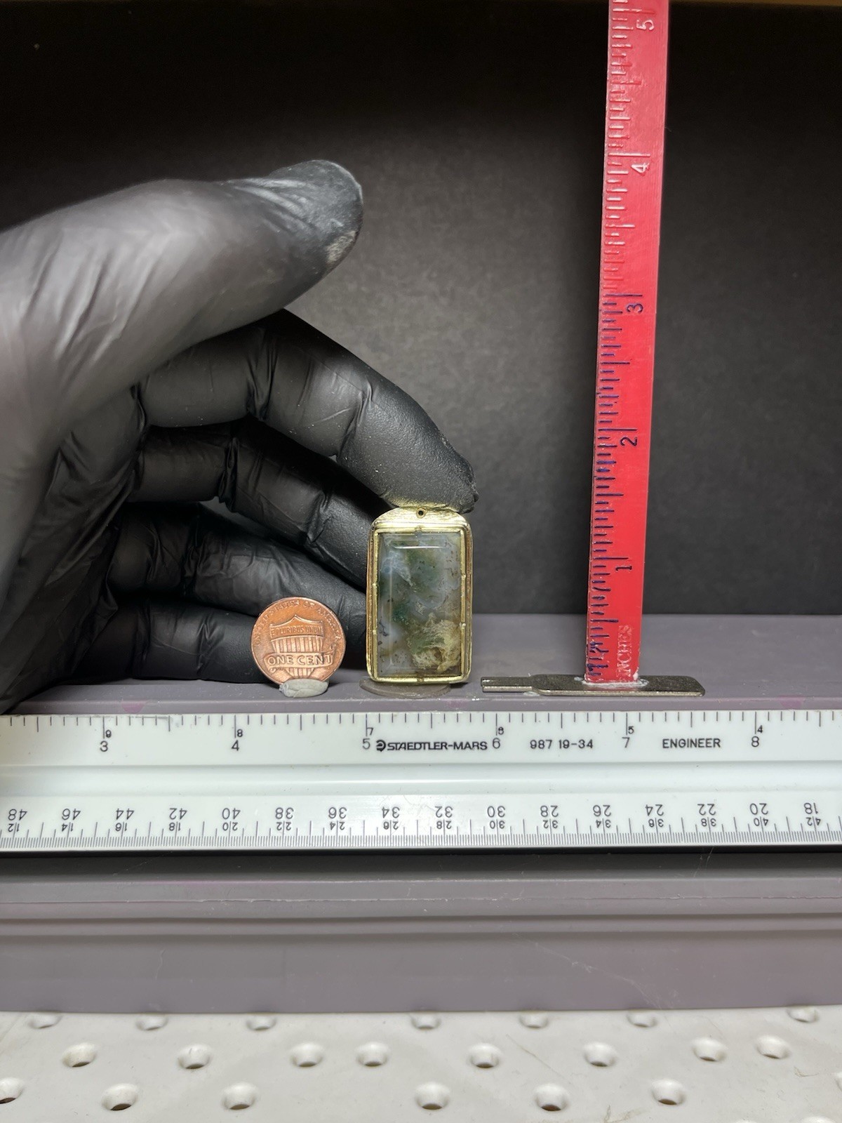Moss Agate/brass Pendant/J-89
