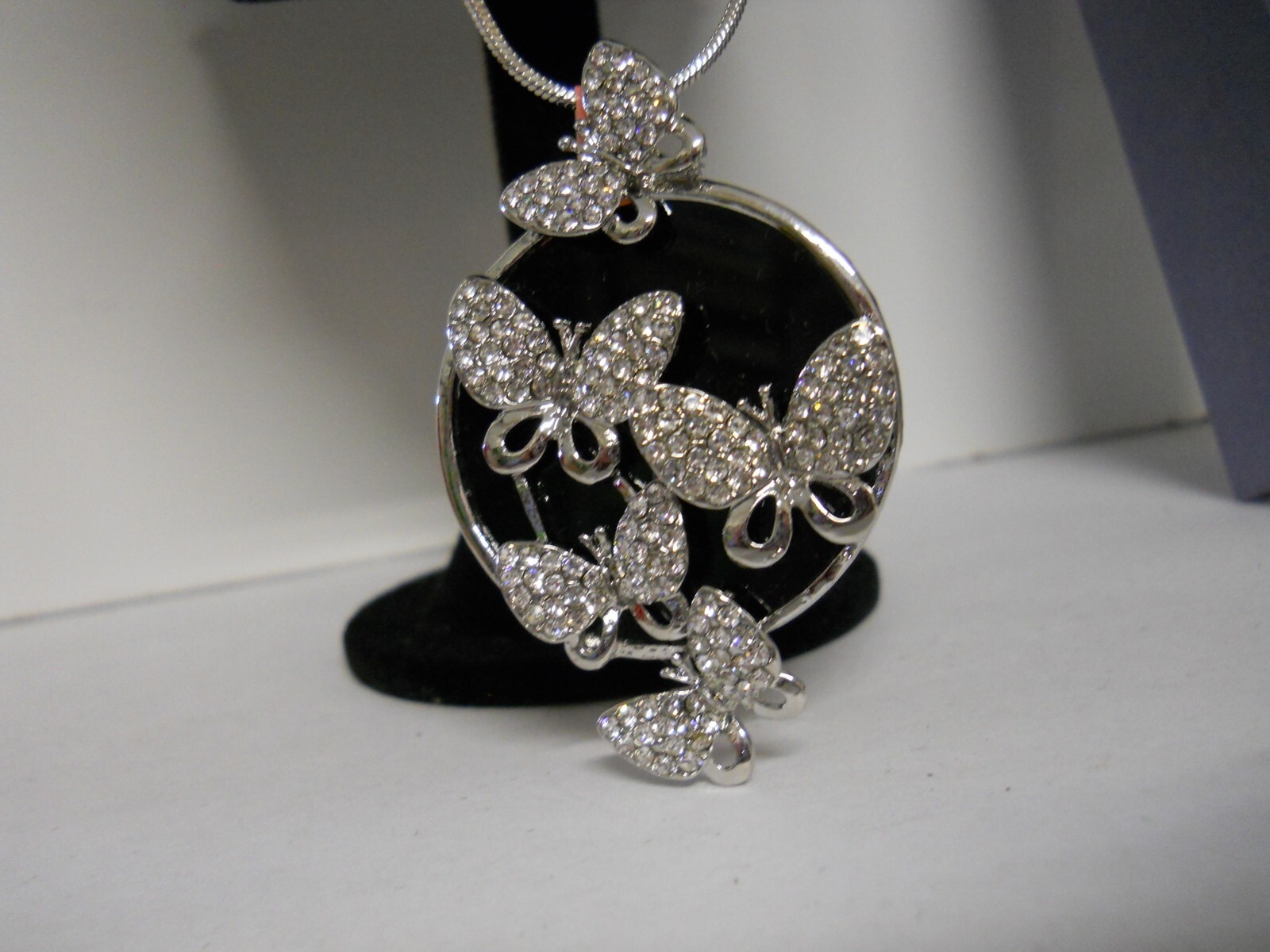 Stainless Steel Alloy Adjustable Long Length Silver Rhinestone Necklace #834
