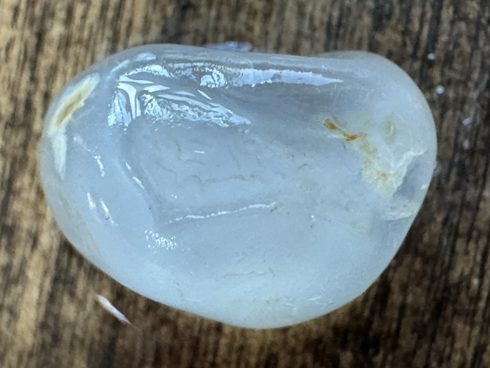 UnPolished Surf Tumbled Light Blue banded Agate Crystal Mineral Stone (1 Piece)