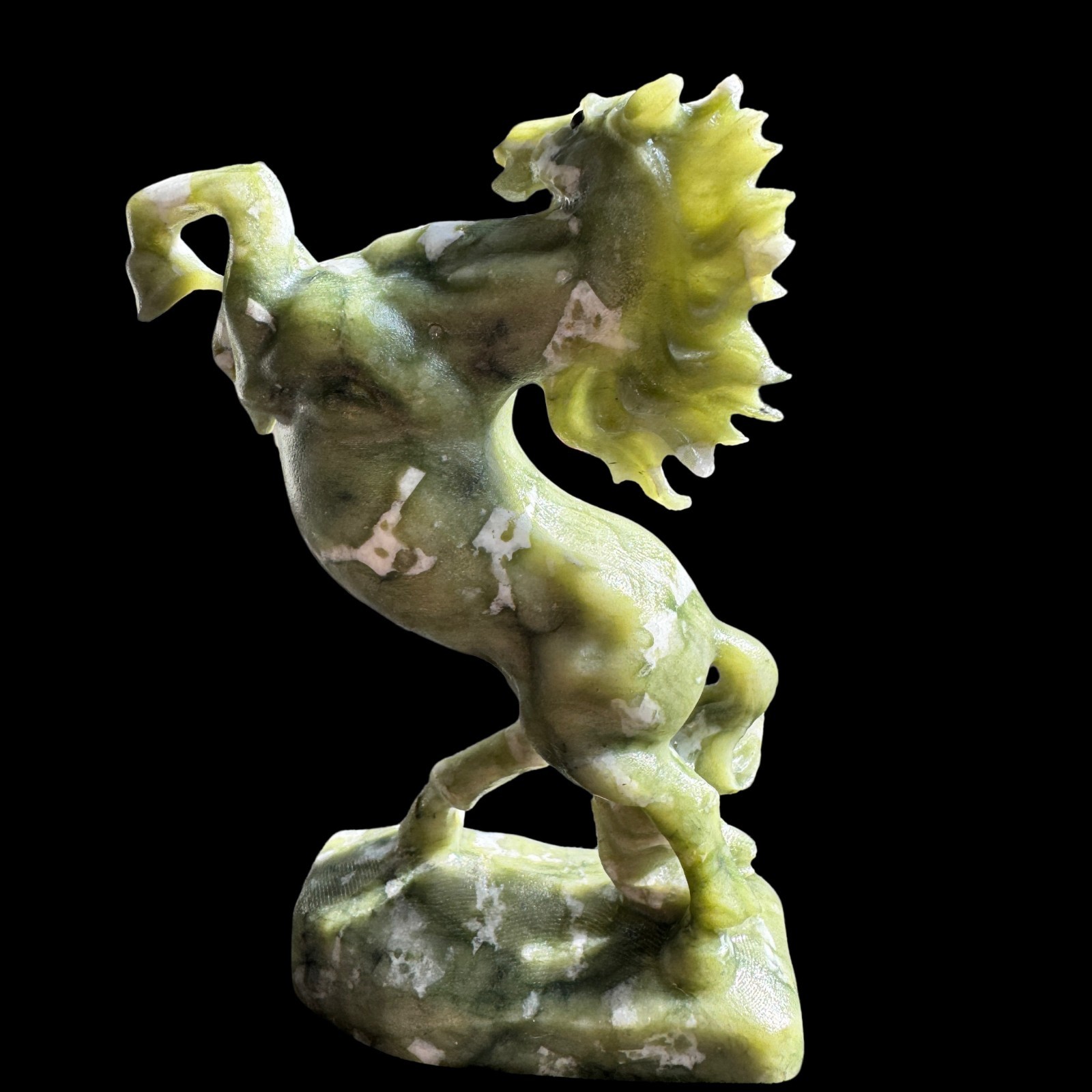 Natural Jade Horse Figurine Finely Carved Stone Animal Sculpture Desk Decor 5″