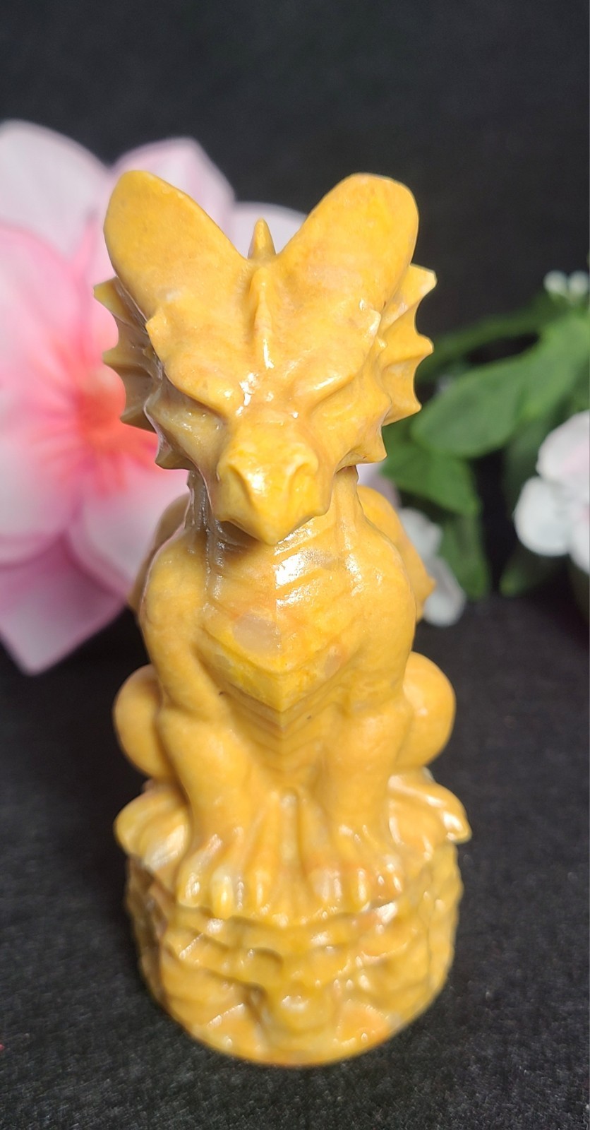 4″ 195g Detailed Golden Jasper Flying Dragon Crystal Stone Carving Statue