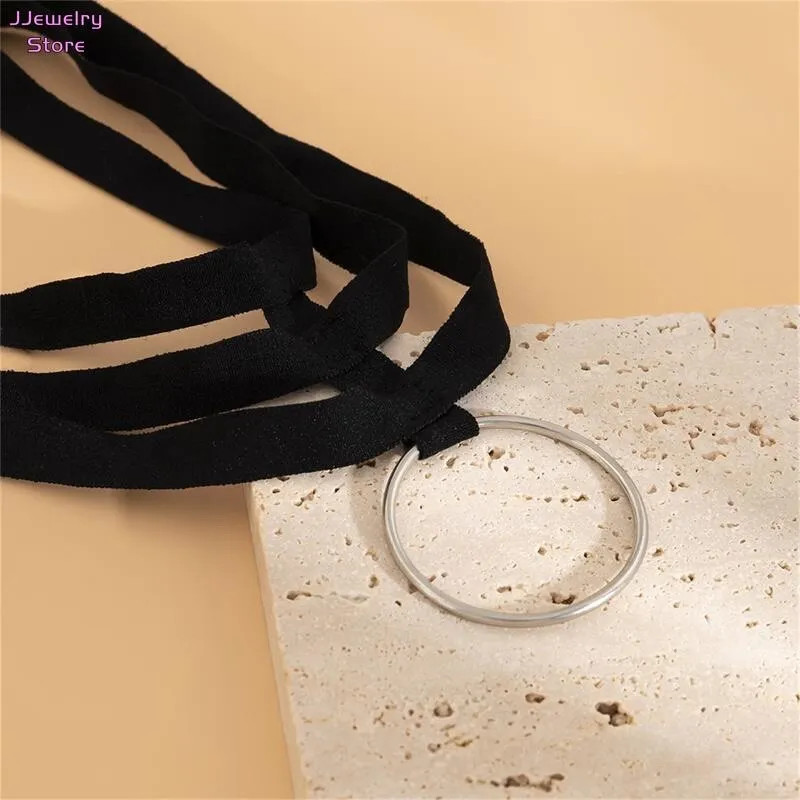 Women’s Fashion Jewelry Black Velvet Velvet Layered Choker Collar Necklace 1PC