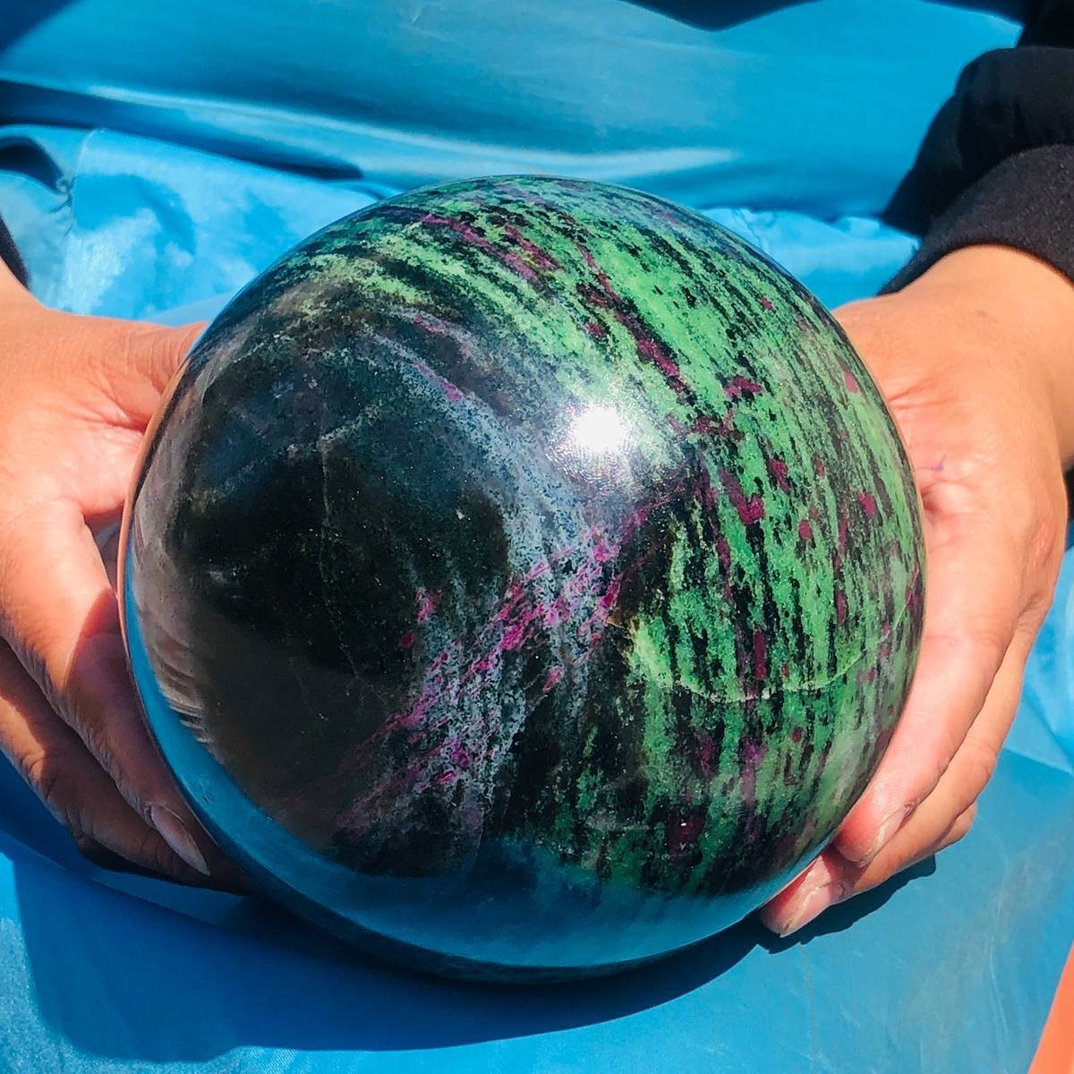 7.7LB Natural green Ruby zoisite (anylite) crystal ball sample Healing