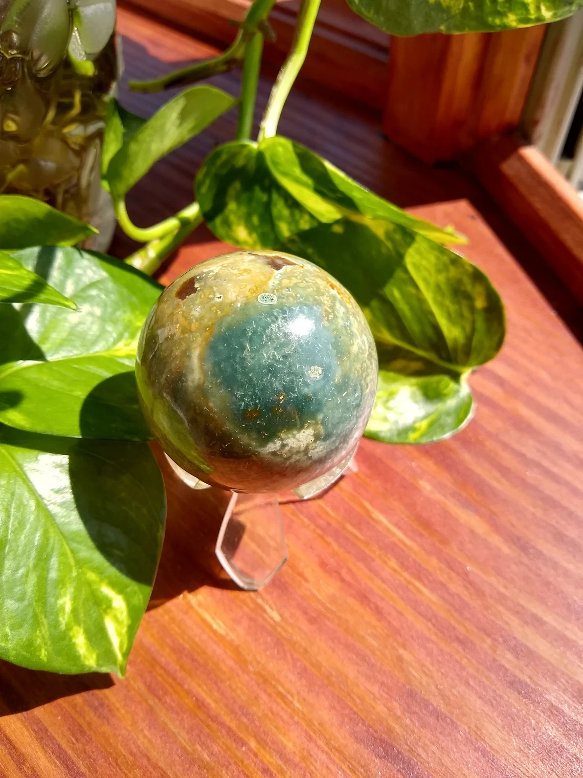 Fancy Jasper Sphere, The Supreme Nurturer Stone, Jasper Gemstone Crystal Heart
