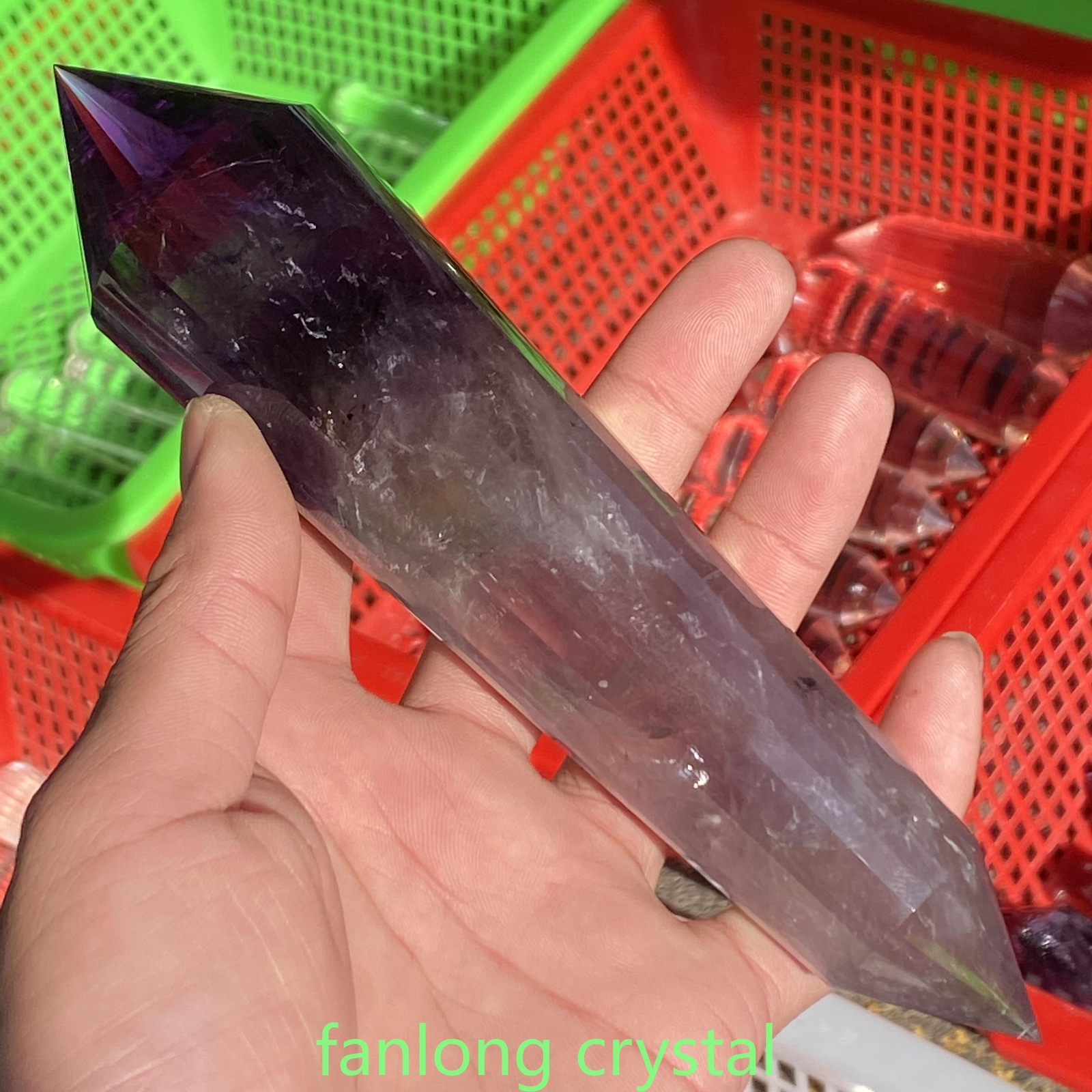 Top 7.8in Quality 24 Sided Clear Vogel Quartz Crystal Wand Poin Reiki 1pcs