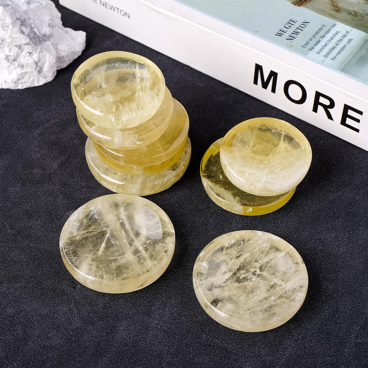 1pc Natural Citrine Crystal Gem Carved Bowl for Reiki Healing Home Decor