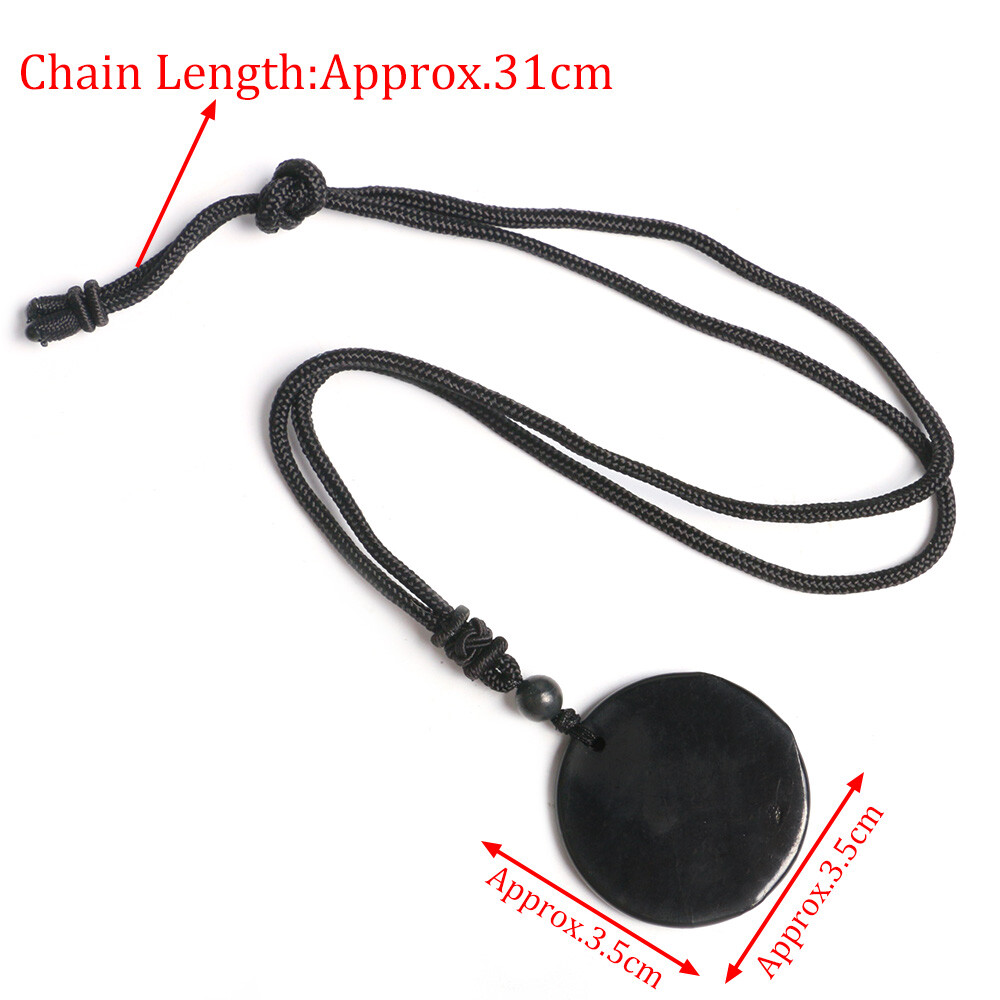 1PC Shungite Karelia EMF Protection Necklace Pendant Stones Crystal Rope Healing