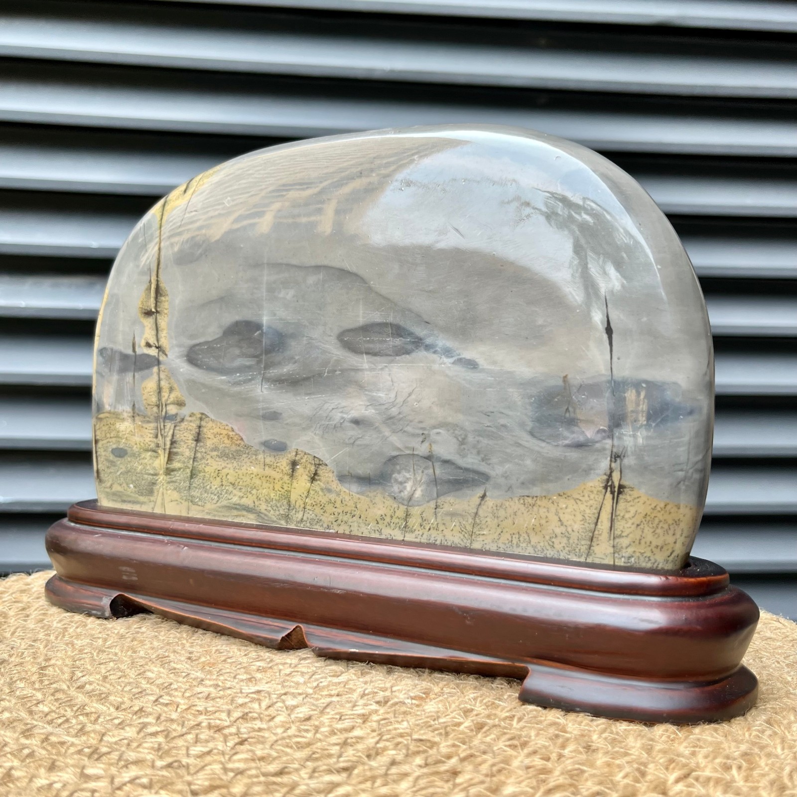 Natural Scenic Stone Harmony Pattern Display Art w/ Stand 3.7 lb