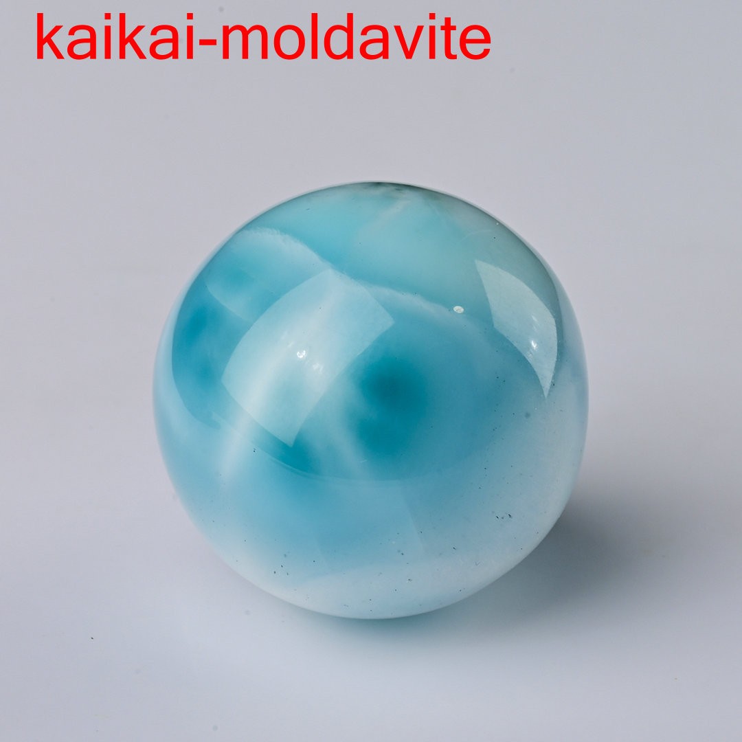26mm Natural Blue Ice Larimar Gemstone Water Pattern Fashion Ball