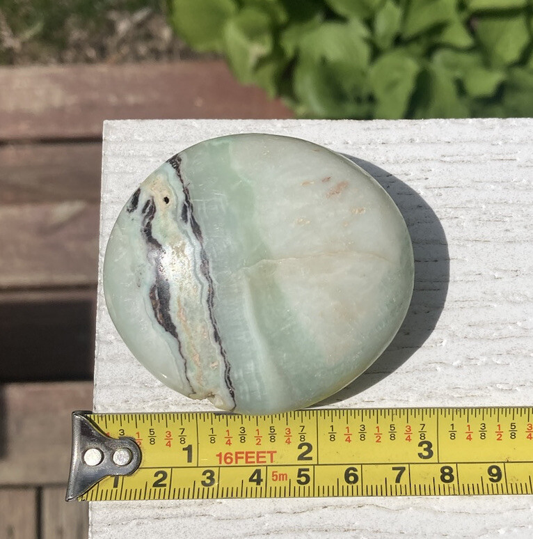 Handmade Polished BLUE ARAGONITE Healing Crystal Palm Stone Pebble CONGO 2.4″