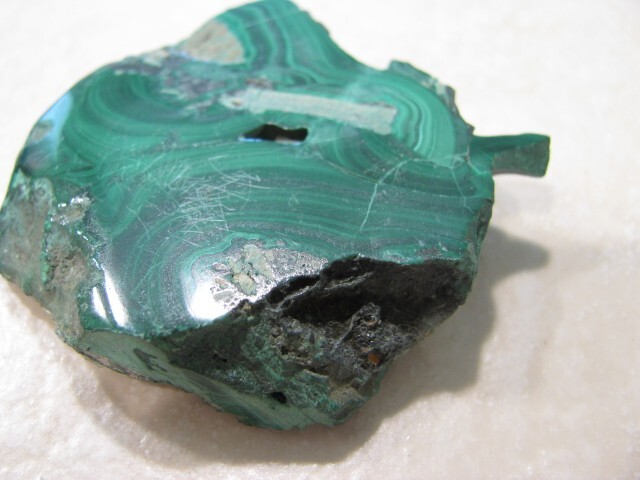 M1 – 65g PALM SIZE MALACHITE SLAB 2 SIDE POLISHED GEMSTONE CONGO slice lapidary