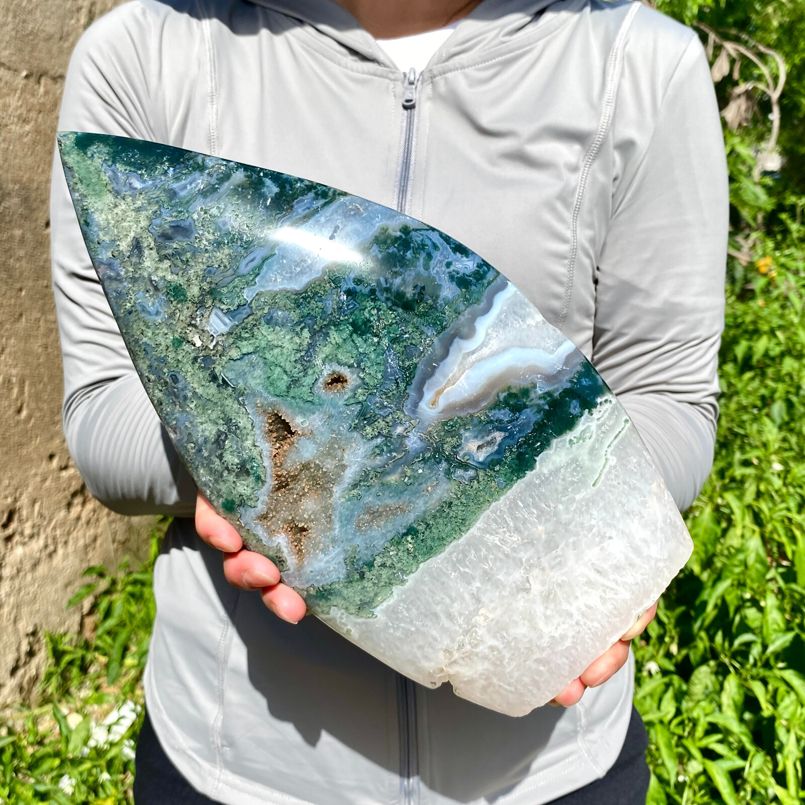 4.8LB Natural green moss agate drops quartz crystal obelisk aura healing
