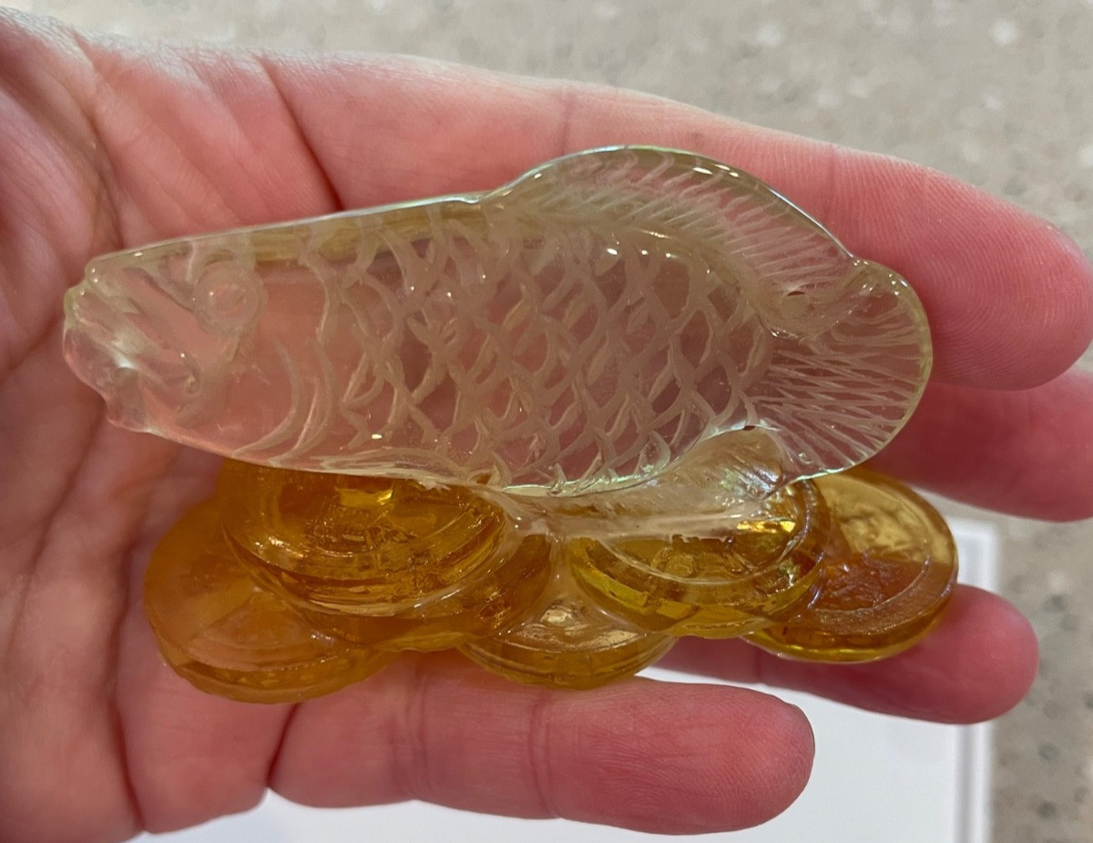 Citrine fish carving
