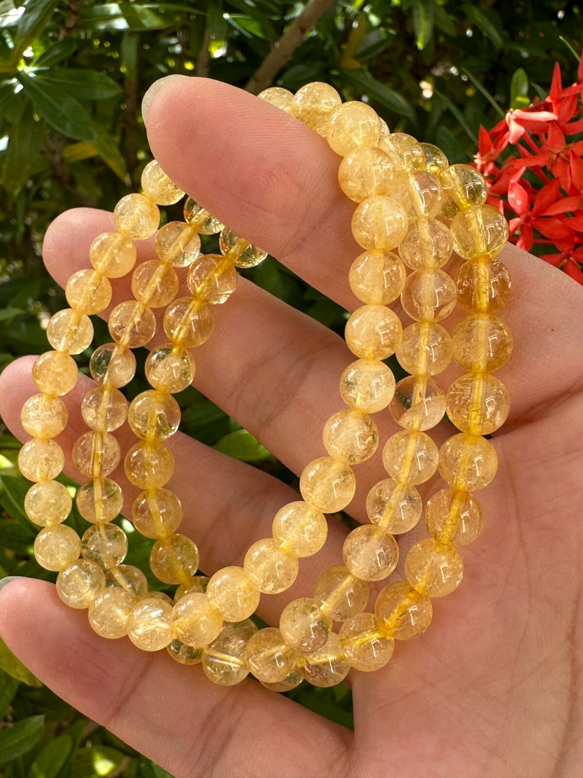 Grade A++ Citrine Crystal Bead Bracelet 6-7mm, Citrine Crystal Gemstone Bracelet