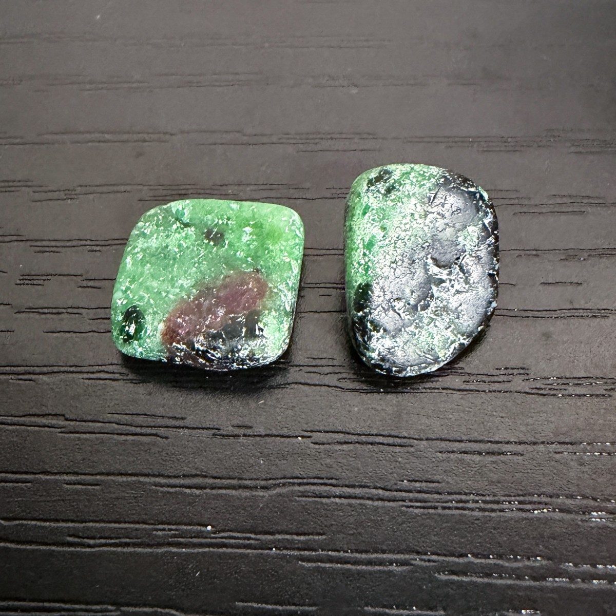 Two pieces of Natural Ruby Zoisite Crystal Gemstones 11 – 12mm