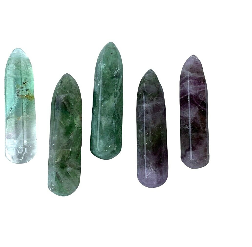 1x Fluorite Wand Generator Point 2inch Green Purple Reiki Healing Crystal