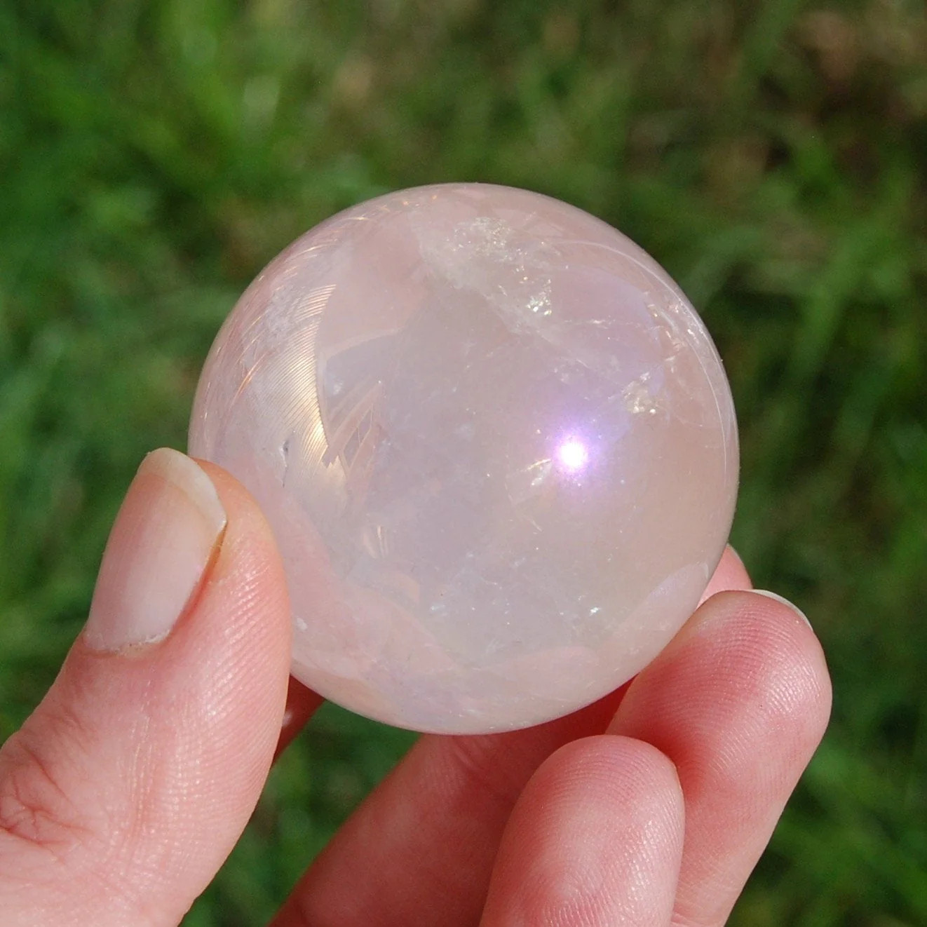 Angel Aura Rose Quartz Crystal Sphere, Many Sizes 30mm to 60mm, Brazil