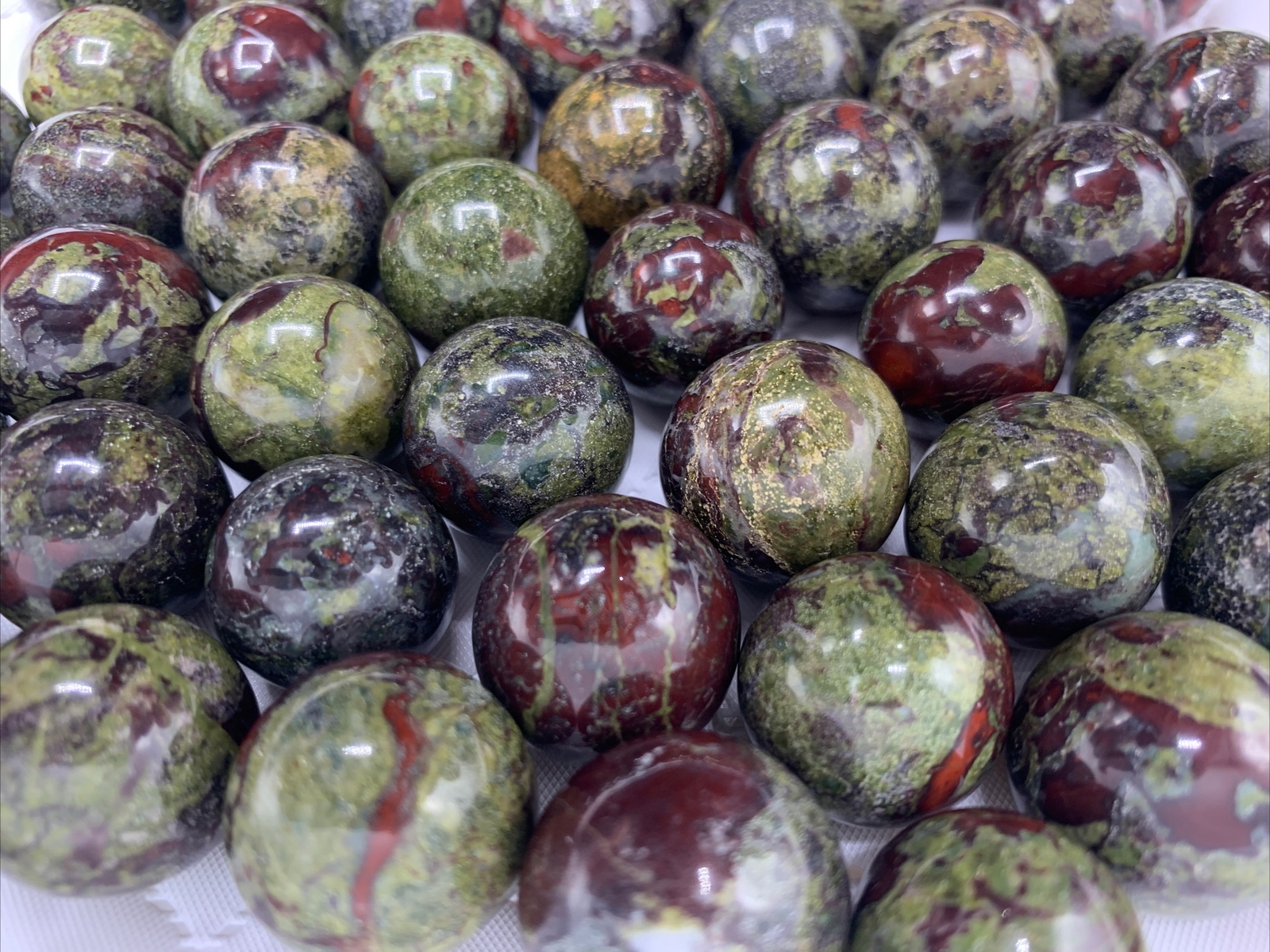 Dragon’s Blood 17-21mm Marbles •Lot Of Ten (10) Small Mini Spheres *AMAZING*
