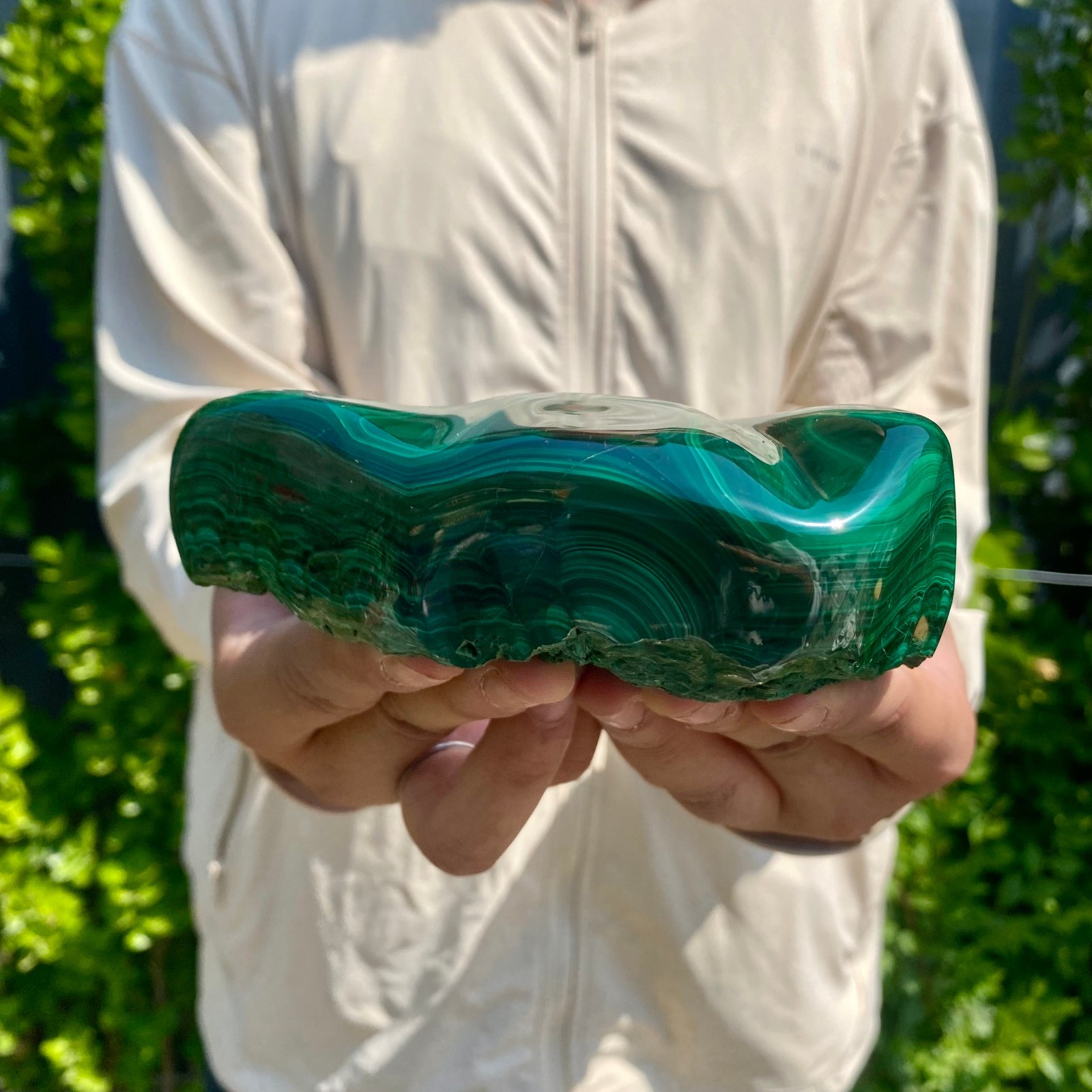 2.35LB Natural glossy Malachite transparent cluster rough mineral sample