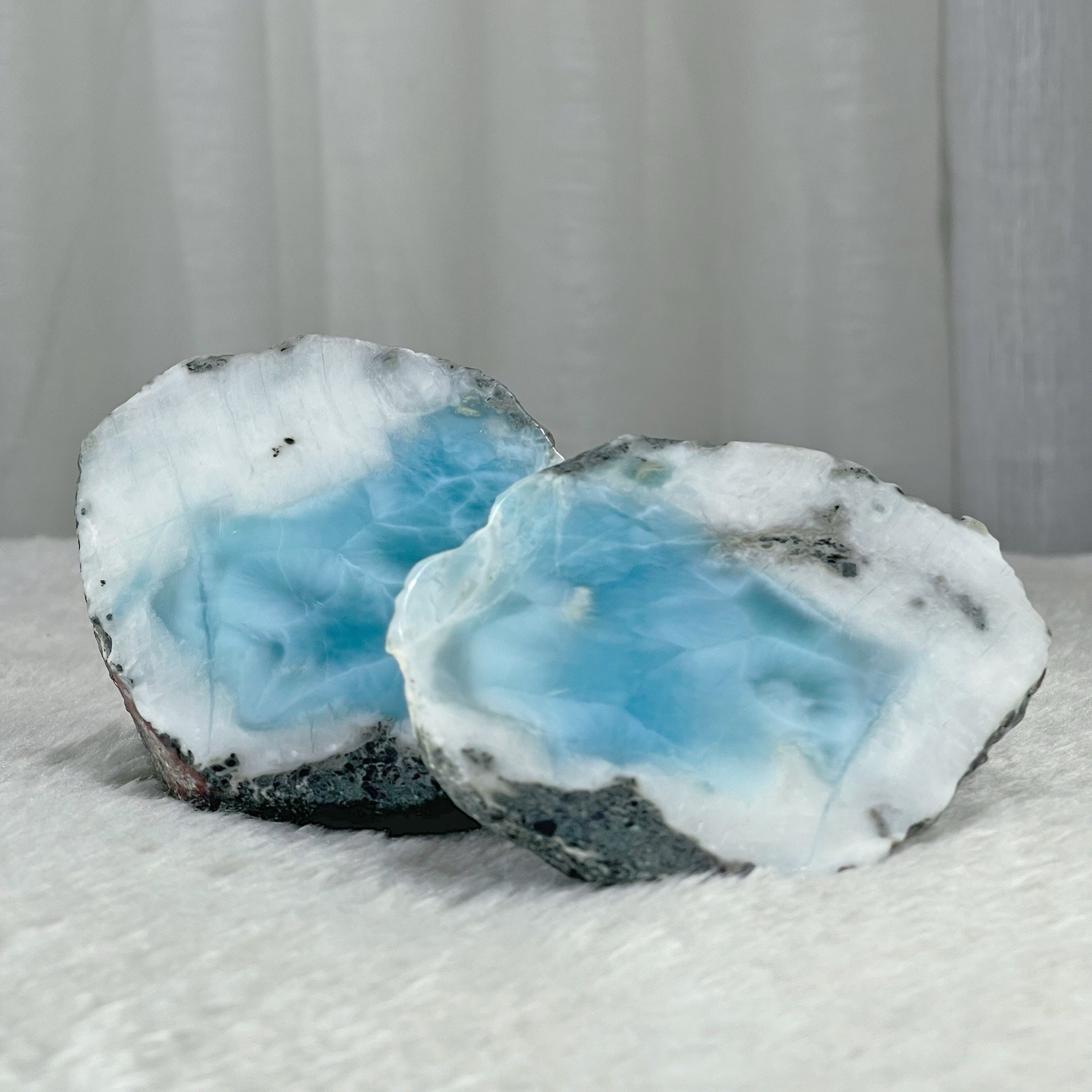 Blue Larimar 501g, Large Semi-Polished Split Whole Stone, Dominican Gemstone