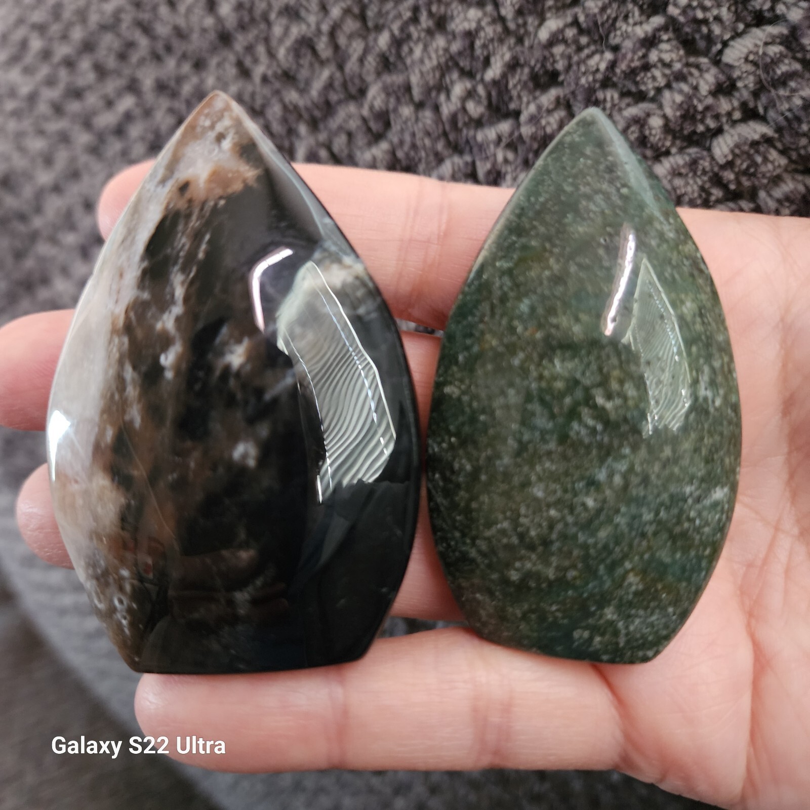 Lot of 2 Polished Crystal Ocean Jasper Stone Teardrop Ornament Freeforms – USA