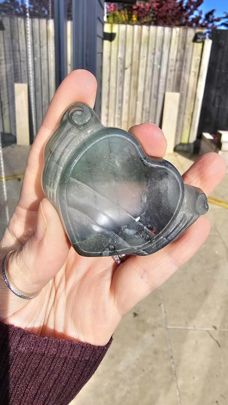 ✨️SALE✨️ African bloodstone crystal mini Bowl Dish Trinket 55g 6.8cm