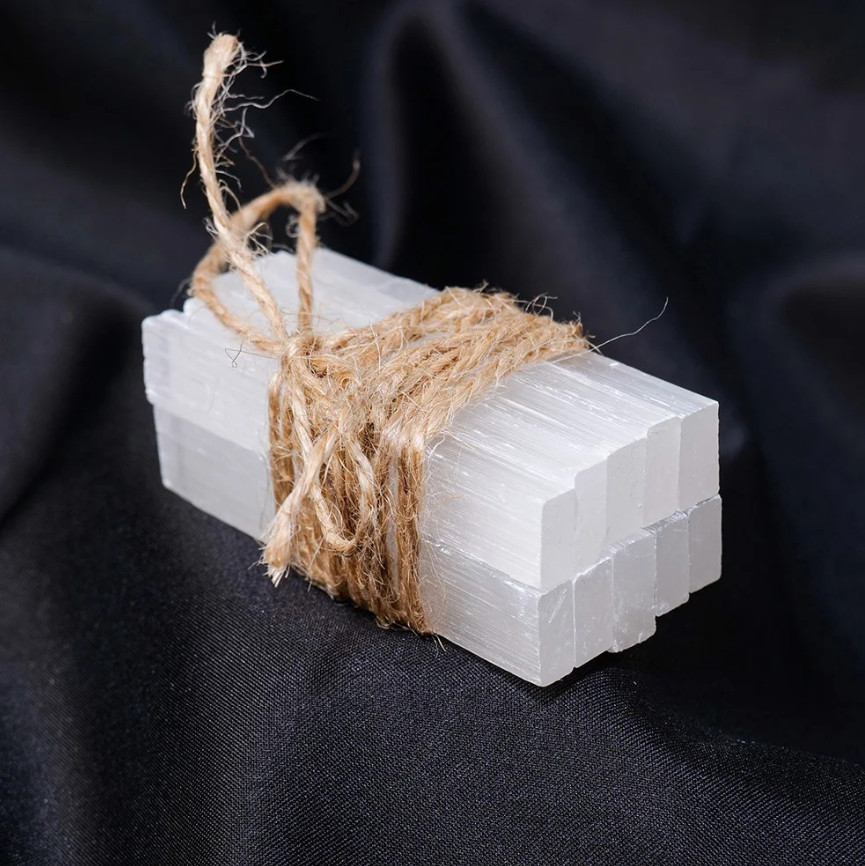 1set Natural Moroccan Selenite Crystal Bar Plate Sheet White Quartz Mineral