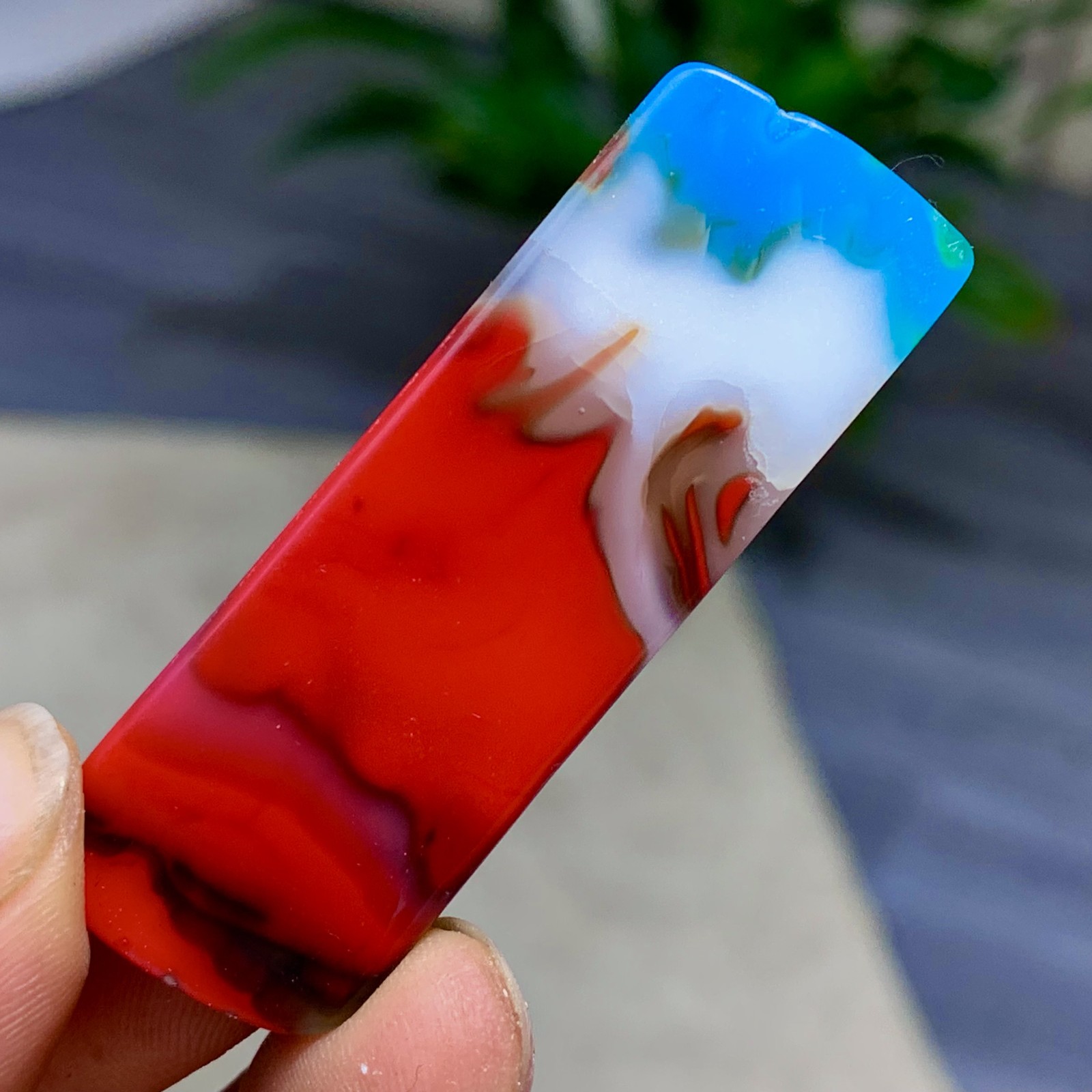 27G Natural NanHong Agate block multicolored Pattern Cabochon mineral Crystal