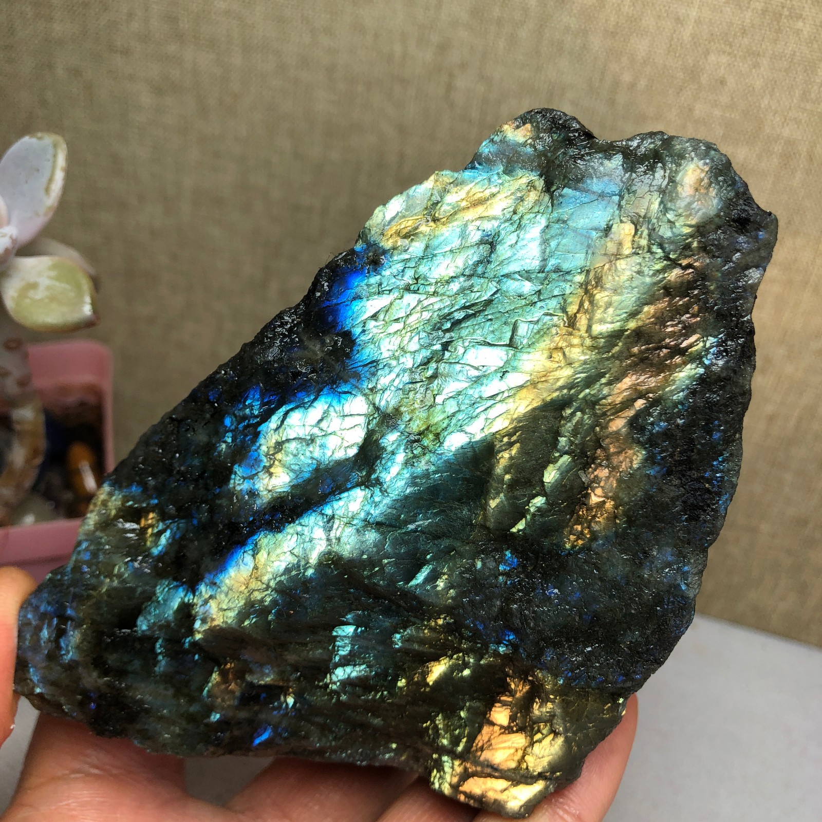 88mm Natural Labradorite Crystal gemstone rough original Specimen 424g A2629