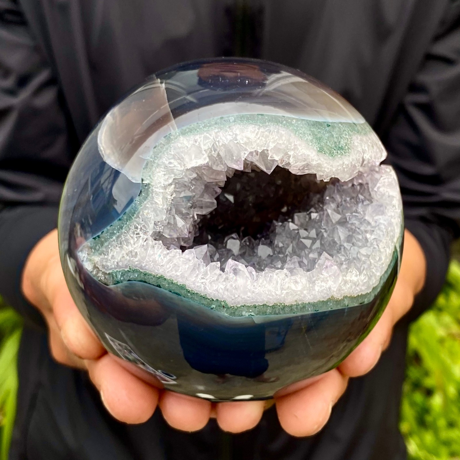 1.81LB Natural Amethyst Agate Opening Smile Quartz Cluster Crystal Specimen Hea