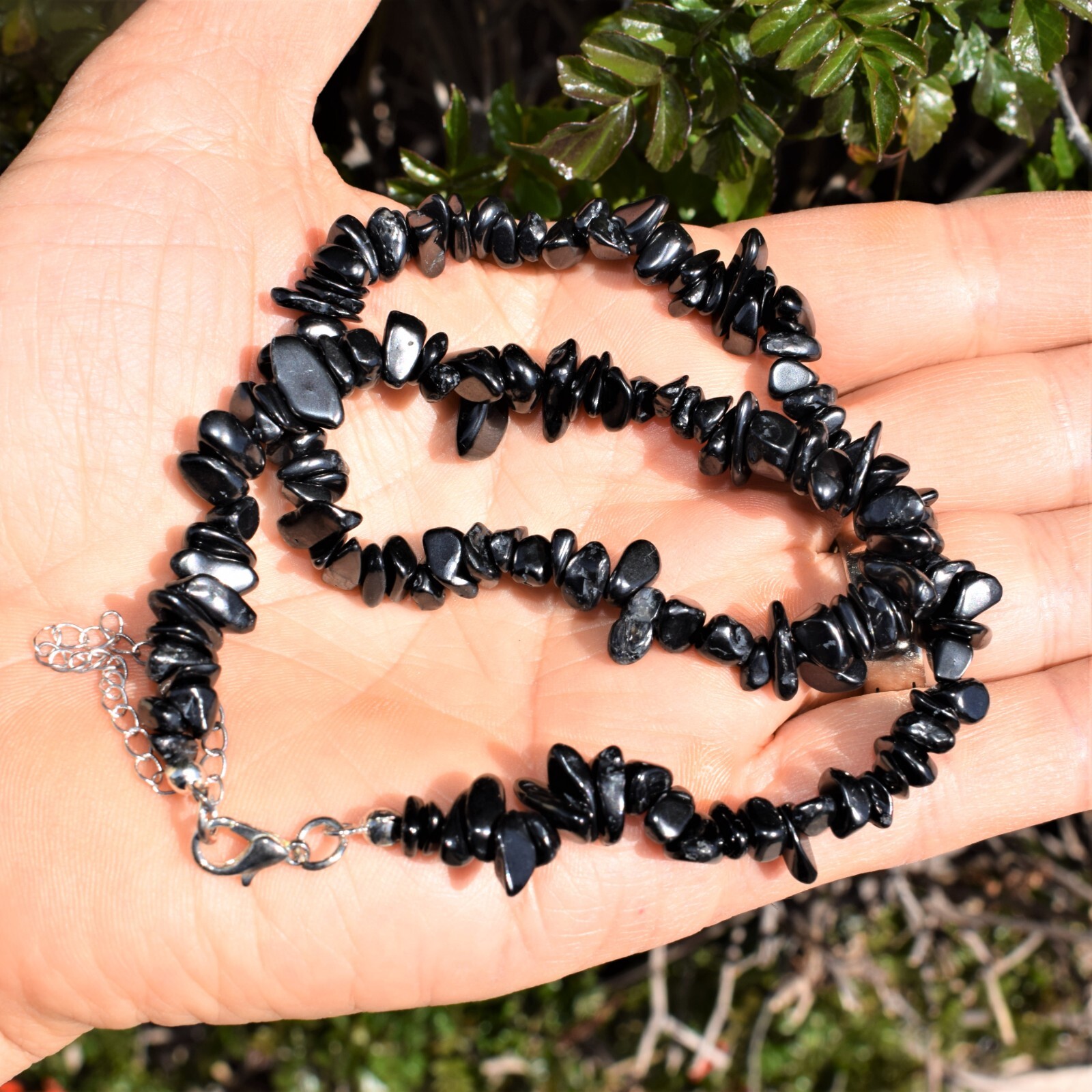 CHARGED Adjustable 17″ – 20″ Natural Shungite Crystal Necklace + Selenite Heart