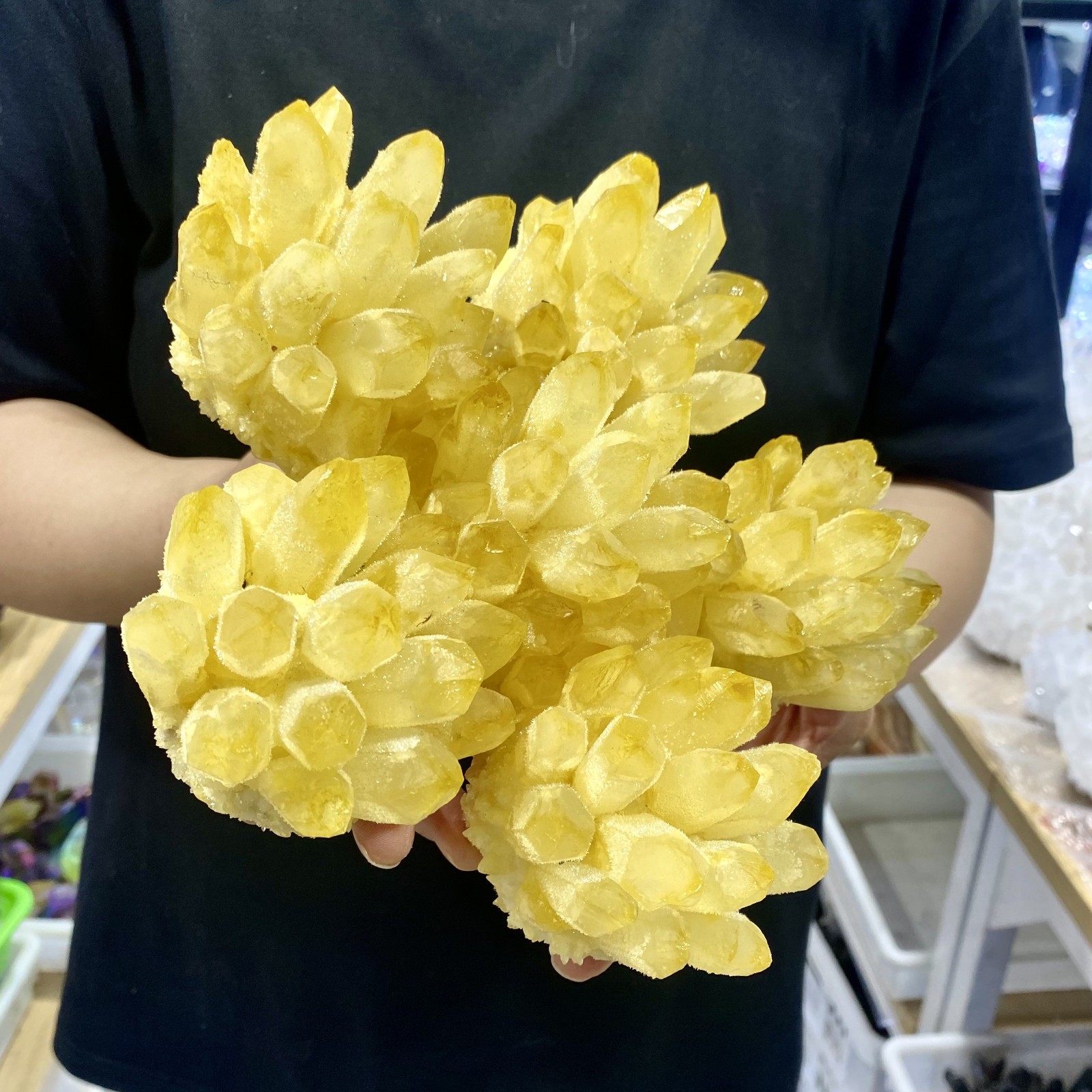 4.98LB Newly discovered yellow ghost quartz cluster mineral sample-