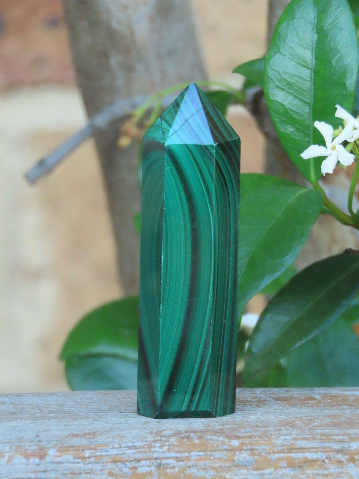 A Grade Polished Malachite Crystal Generator 83 Grams 76mm Tall Green Mineral