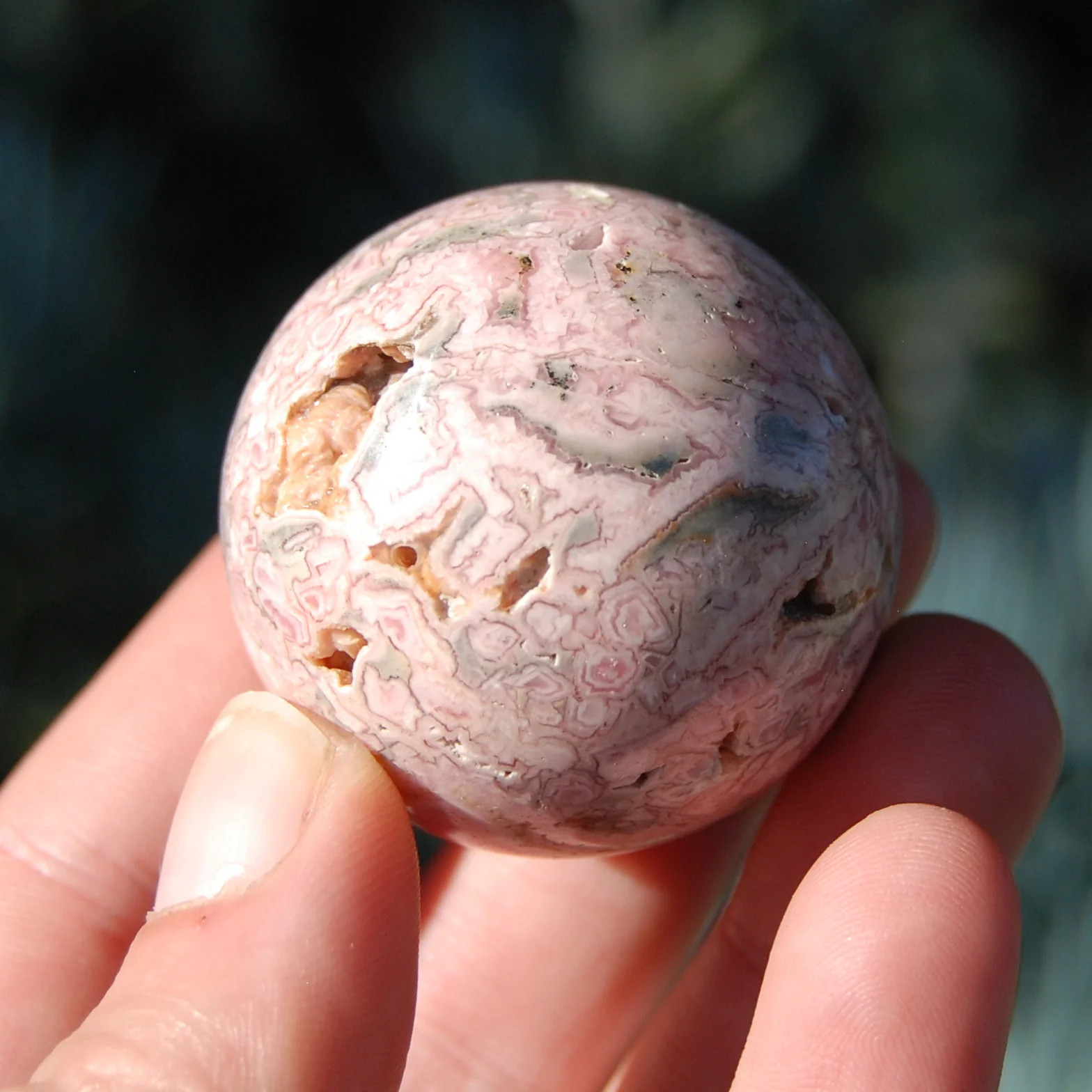 41mm 125g Rhodochrosite Crystal Sphere, Large Genuine Rhodochrosite Gemstone, Ar