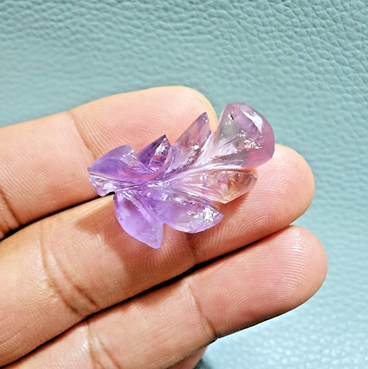 Unique Purple Ametrine Flower Shape Carving 37 Ct Stone Jewelry Making Gemstone