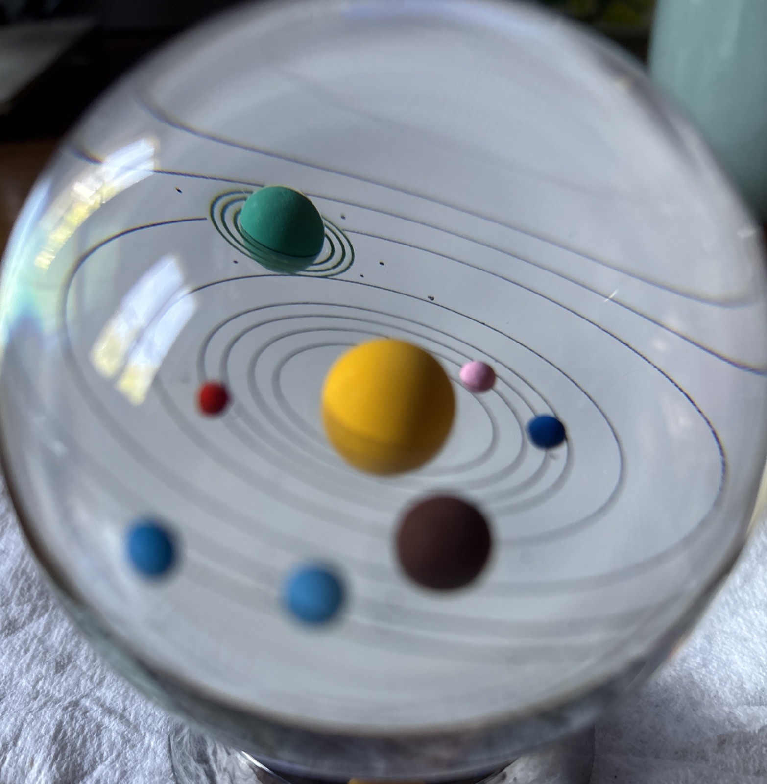 Solar System 3D Crystal Glass Ball w/ Plastic Base