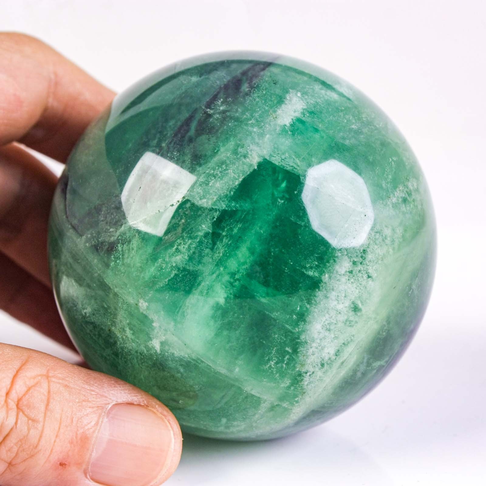 2.6″ 1.1LBS Rainbow Fluorite Sphere Crystal Ball Natural Banded Mineral Specimen