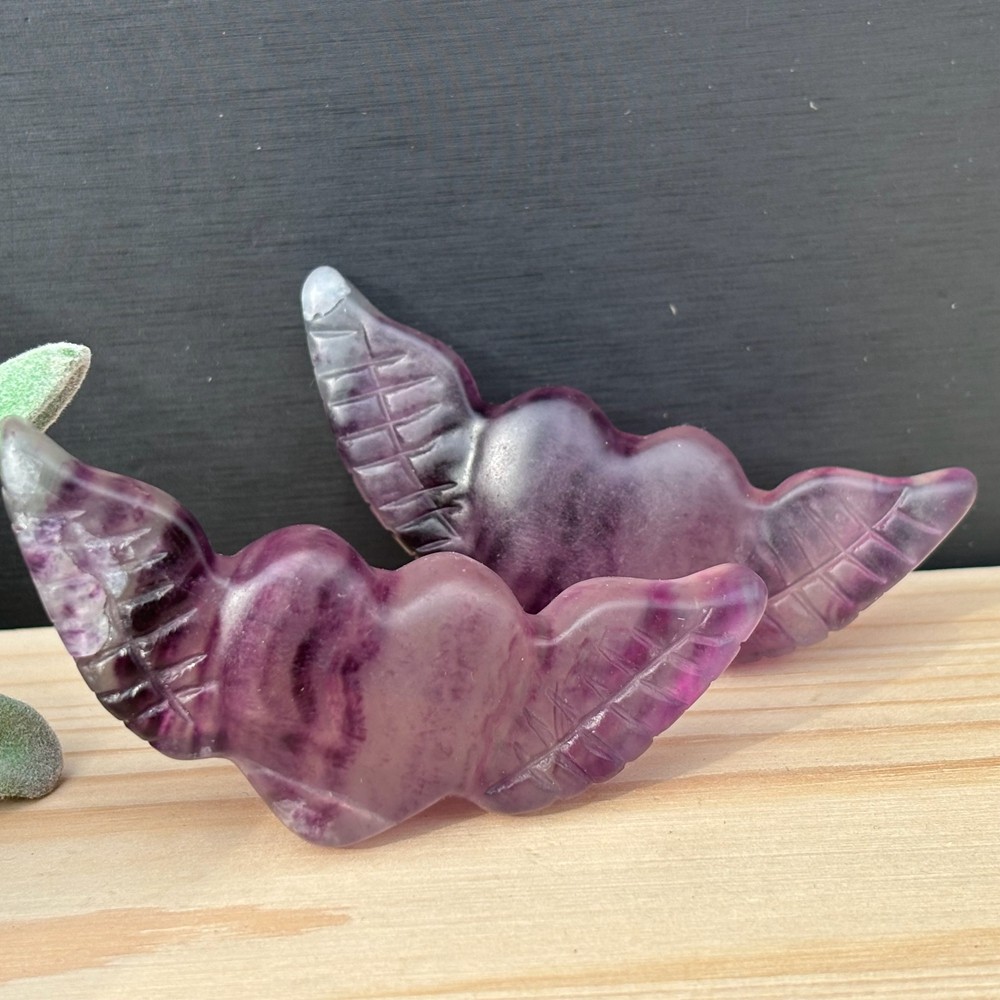 Natural Fluorite Quartz Love Wings Skull Carved Crystal Skull Reiki Healing