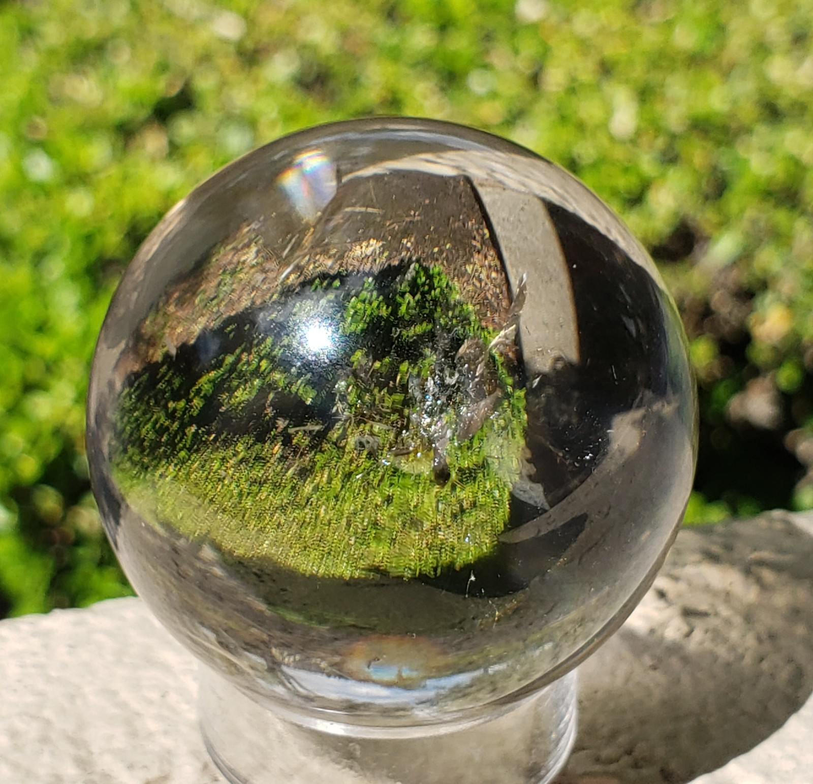 1.85″ Natural Clear Quartz Sphere Orb Ball Rainbows, 148g or 5.2 oz