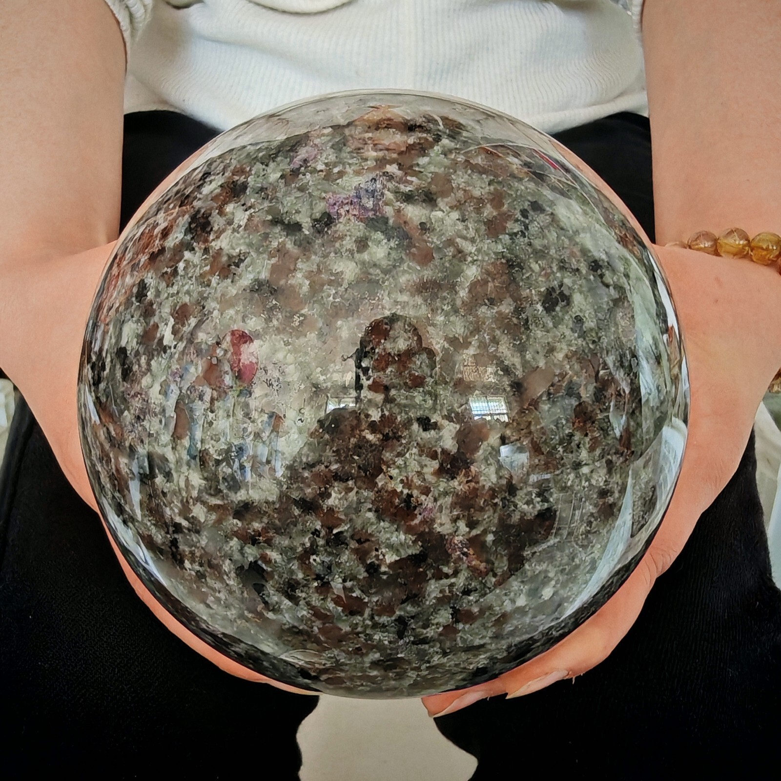 7.15LB Natural Flame Stone Ball Body Crystal Ball Spiritual Healing 3250g