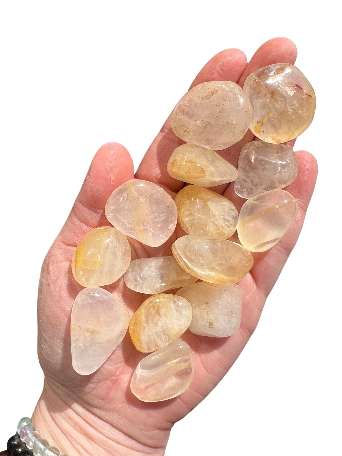 Golden Healer Quartz Tumbled Stone Light, Natural Golden Healer Quartz, Brazil