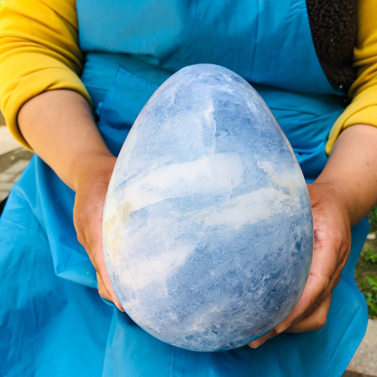 8.2LB Natural blue celestite POLISHED egg shape Quartz Crystal healing decor