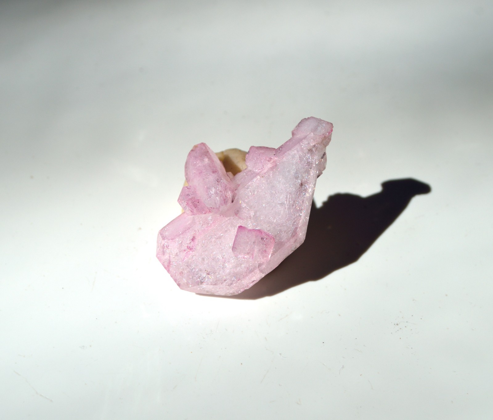 Pink Rose Aura Quartz Cluster: Tabby Style