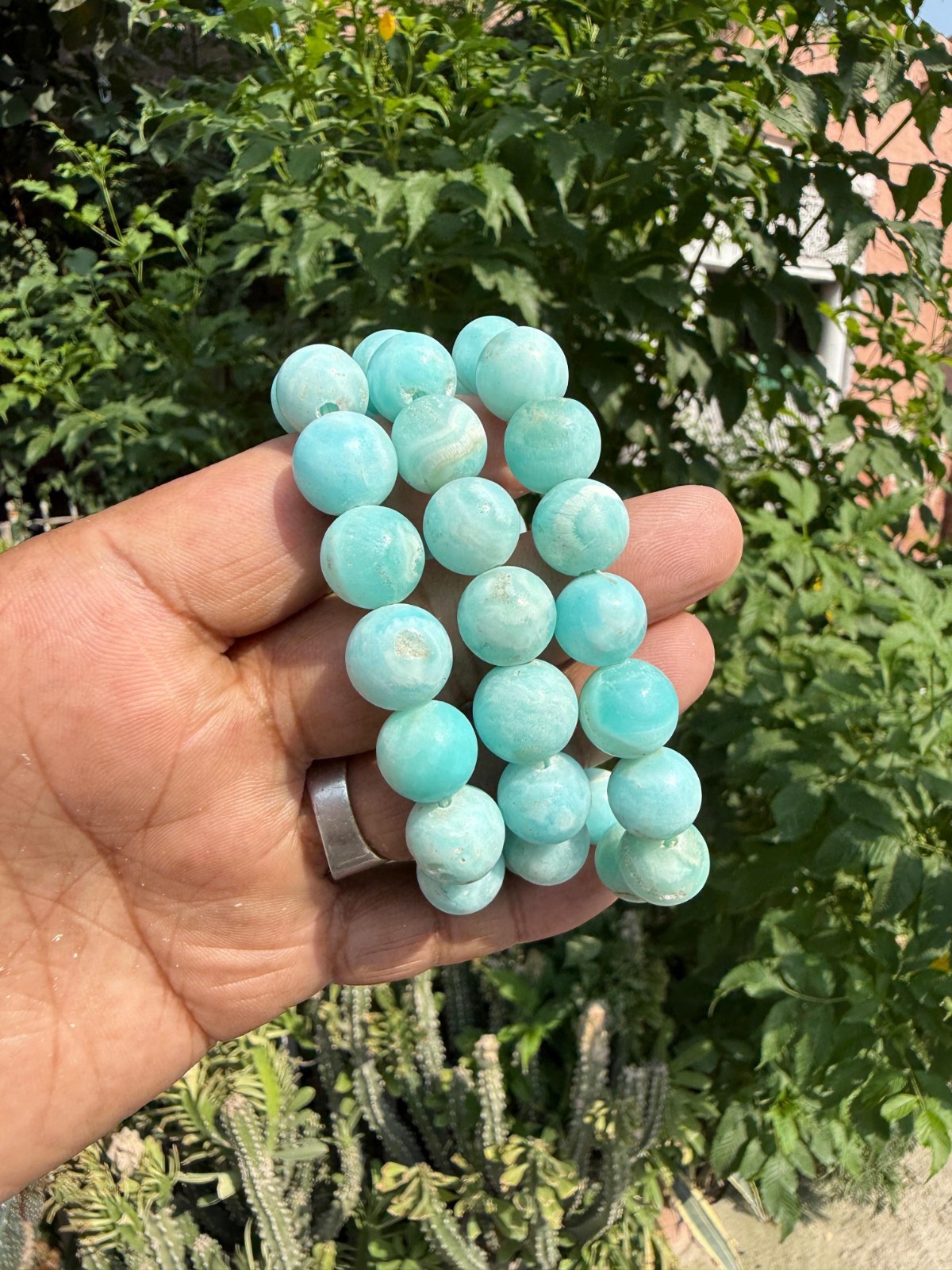 blue Aragonite bracelet-round shape Beads Bracelet,Handmade Stretchy Bracelet,