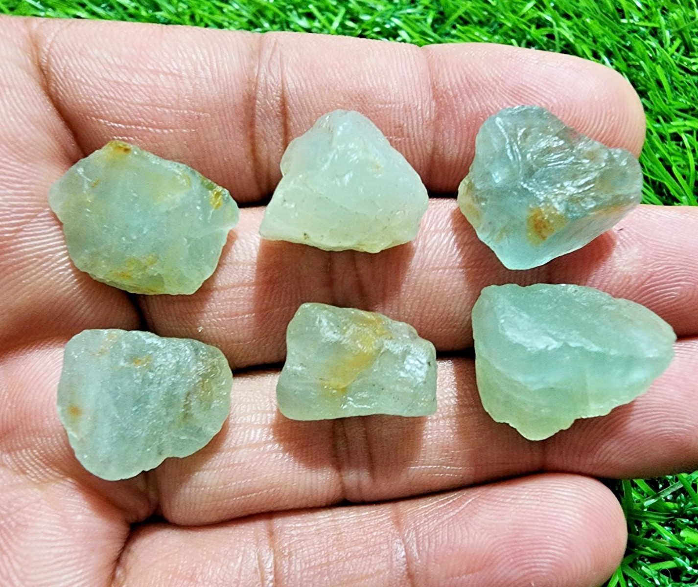 6Pcs Attractive Aquamarine Gemstone Rough Lot 17-20mm Aquamarine Raw Stone Bulk