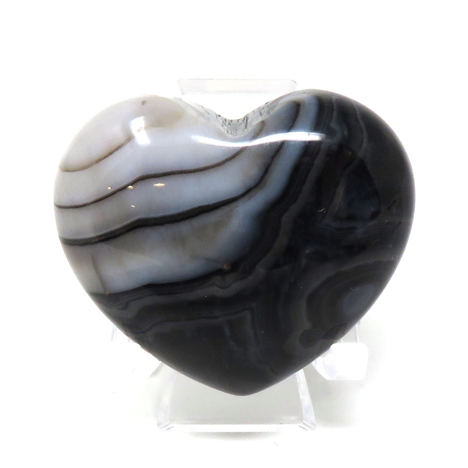 Black Banded Agate Stone Heart #922- 40mm x 35mm x 15mm or 1.57″