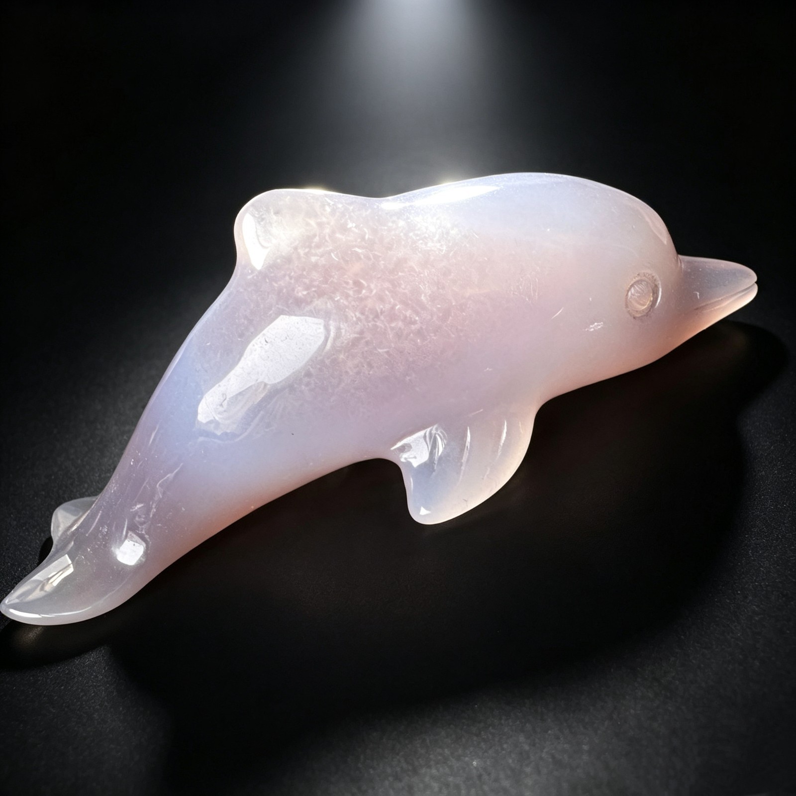 Natural Agate Dolphin Hand Carved Ocean Animal Figurine Sculpture Collectible Ar