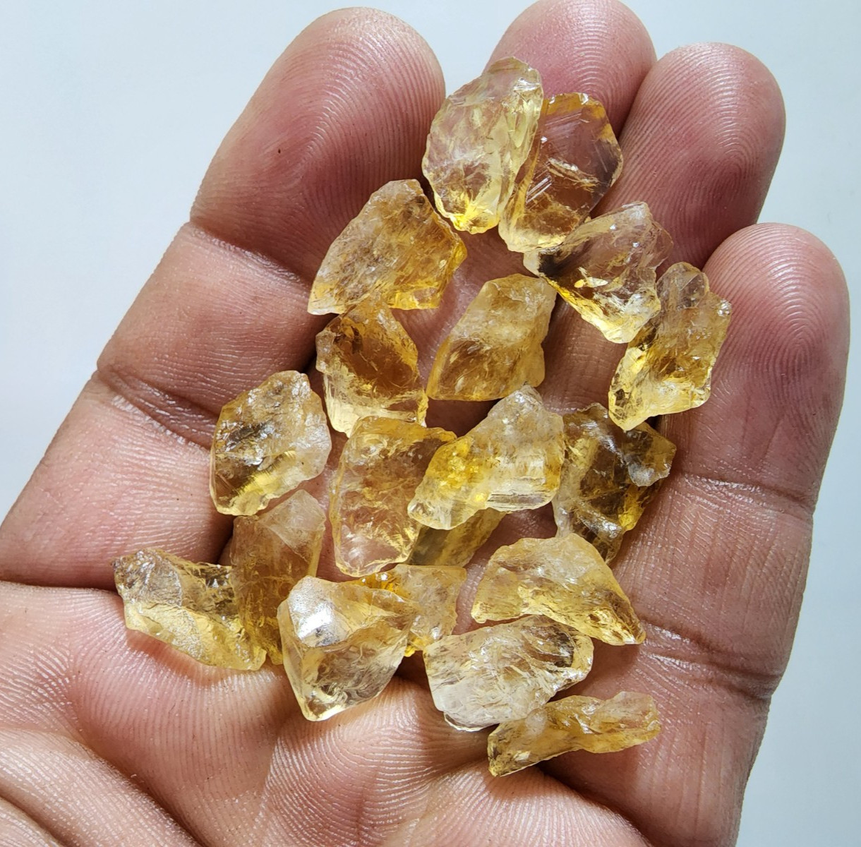 19 Pcs Excellent Golden Citrine Rough Gemstone Crystal Citrine Raw Size 12-15 MM